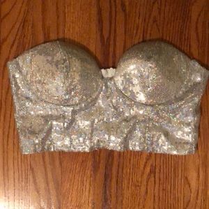 Silver sequin bustier NWOT